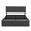 CRO Decor Queen Metal Storage Bed with Linen Upholstery in Gray