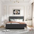 CRO Decor Queen Metal Storage Bed with Linen Upholstery in Gray