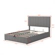 CRO Decor Full Wood Platform Bed with Fabric Upholstery in Gray