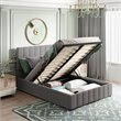 CRO Decor Full Wood Platform Bed with Fabric Upholstery in Gray