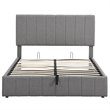 CRO Decor Full Wood Platform Bed with Fabric Upholstery in Gray