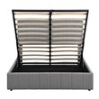 CRO Decor Full Wood Platform Bed with Fabric Upholstery in Gray