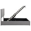 CRO Decor Full Wood Platform Bed with Fabric Upholstery in Gray
