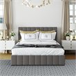 CRO Decor Twin Wood Platform Bed with Fabric Upholstery in Gray