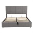 CRO Decor Twin Wood Platform Bed with Fabric Upholstery in Gray