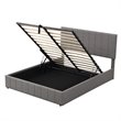 CRO Decor Twin Wood Platform Bed with Fabric Upholstery in Gray