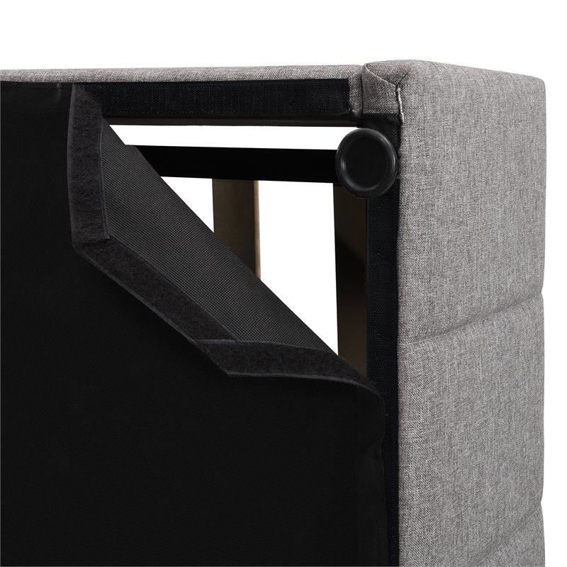 CRO Decor Twin Wood Platform Bed with Fabric Upholstery in Gray