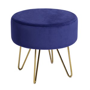 cro decor saka metal accent chair with velvet upholstery in dark blue