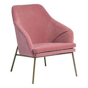 cro decor lowry metal accent chair with velvet upholstery in pink
