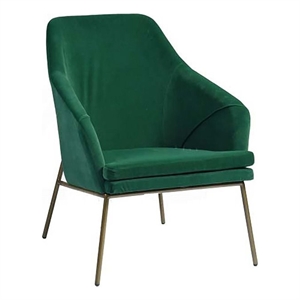 cro decor lowry metal accent chair with velvet upholstery in dark green