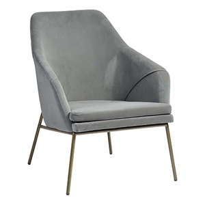 cro decor lowry metal accent chair with velvet upholstery in gray