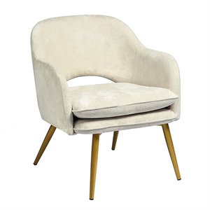 cro decor lindsay metal accent chair with velvet upholstery in beige