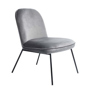 cro decor mooney metal accent chair with velvet upholstery in gray