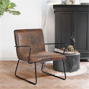 cro decor metal accent leisure chair with suede upholstery in dark brown