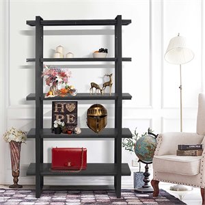 cro decor 5 tier wood bookshelf in black