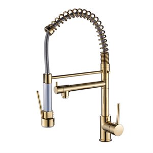 CRO Decor Single Handle Copper Kitchen Faucet in Gold