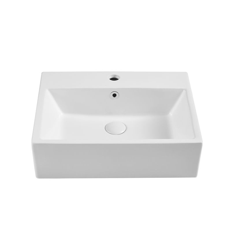 CRO Decor Wall Mount Rectangle Ceramic Sink Basin in White | Cymax Business