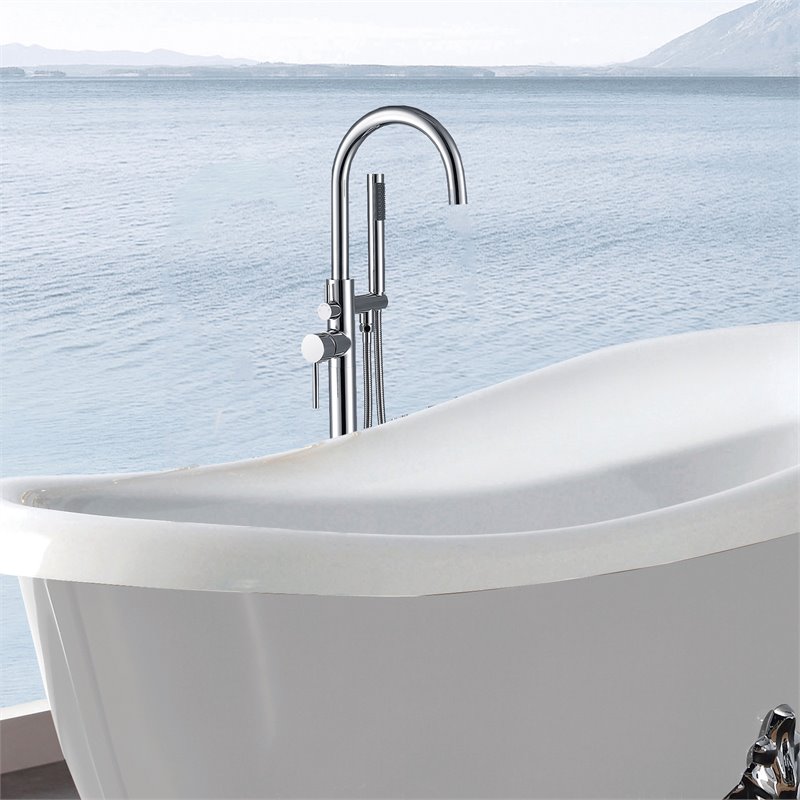 CRO Decor Freestanding Brass Faucet in Chrome