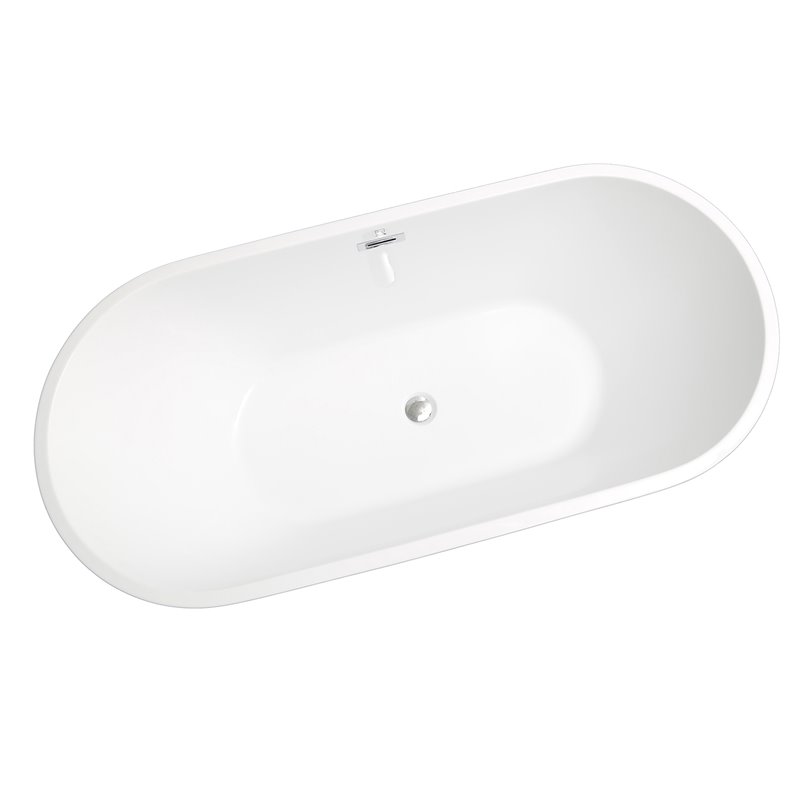 CRO Decor Freestanding Soaking Acrylic Alcove Bathtub in White