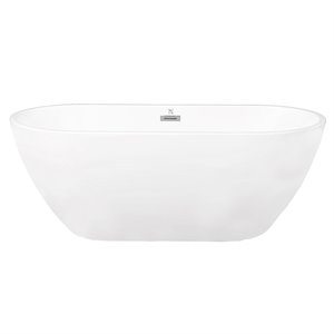 CRO Decor Freestanding Soaking Acrylic Alcove Bathtub in White