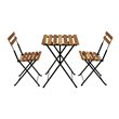 CRO Decor Patio Teak Wood 3 Piece Bistro Set in Brown
