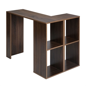 cro decor l-shaped & corner desk in brown wood