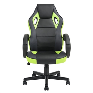 cro decor  office computer gaming leather armrest rolling chair in green