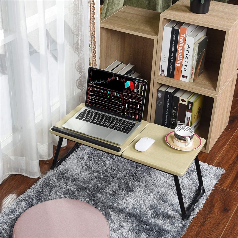 CRO Decor Oak Wood Foldable Lapdesk/Support Table/Mobile Portable in Natural
