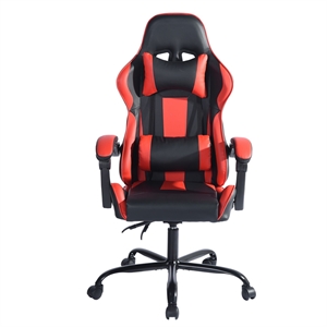cro decor computer gaming chair ergonomic leather footrest lumbar support in red