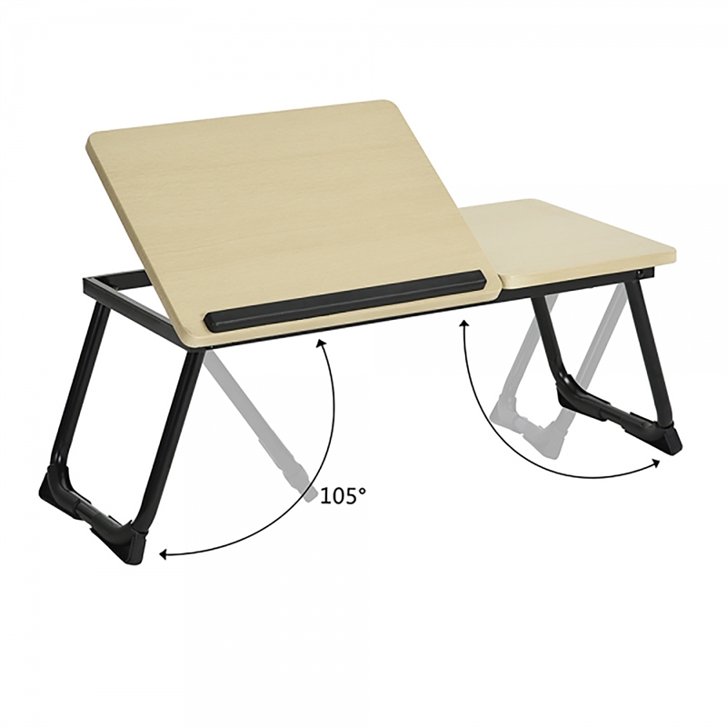 CRO Decor Wood Laptop Table Tilting Top Adjustable with Foldable Legs in Natural