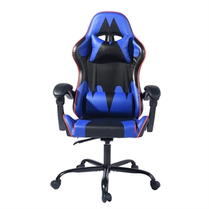 cro decor pvc gaming chair usa comics style leather with lumbar support in blue