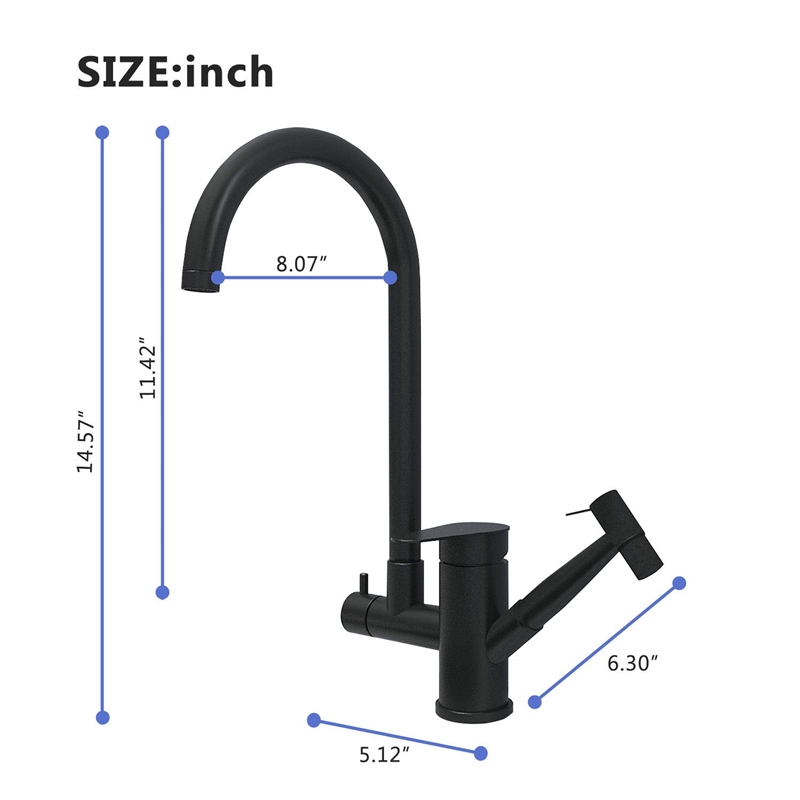 Cro Decor Stainless Steel Kitchen Sink Faucet In Matte Black 