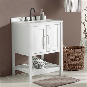 cro decor modern bath vanity cabinet without top with 2 doors and 1 shelf white