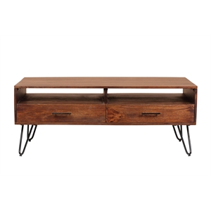 cro decor coffee table with 2 drawers and open shelf soild wood in espresso