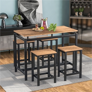 cro decor industrial 5-piece kitchen counter height table set