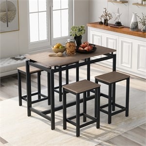cro decor industrial 5-piece kitchen counter height table set -dark brown