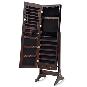 cro decor kent free standing 14.6'' wide jewelry armoire with mirror-brown