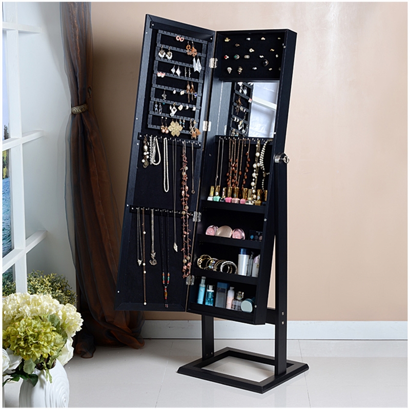CRO Decor Jeanie 15.75'' Wide Jewelry Armoire with Mirror-Black