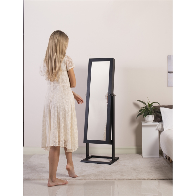 CRO Decor Jeanie 15.75'' Wide Jewelry Armoire with Mirror-Black