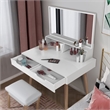 CRO Decor Maximilien Solid Wood 32'' Wide Vanity Table with Mirror-White