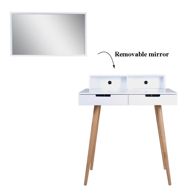 CRO Decor Maximilien Solid Wood 32'' Wide Vanity Table with Mirror-White