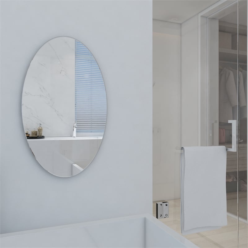 CRO Decor Abrihet Frameless Accent Mirror Wall Mounted Mirror