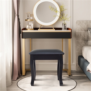 cro decor pierce 17.72'' tall vanity stool-black