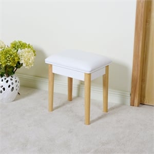cro decor bob solid wood  makeup vanity stool-white