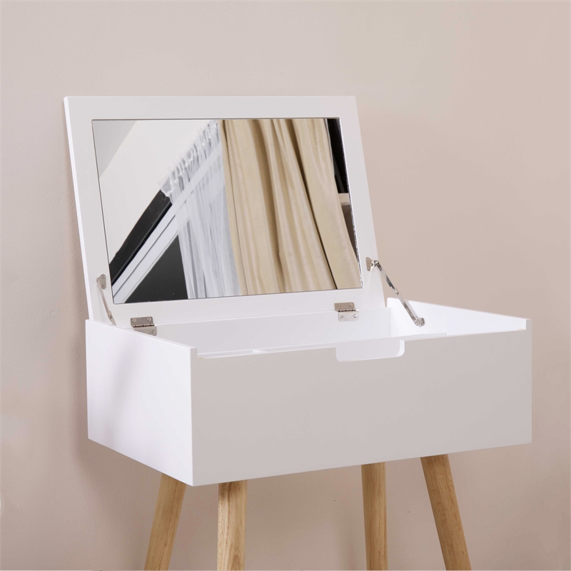 CRO Decor 24'' Wide Vanity Table with Mirror-White