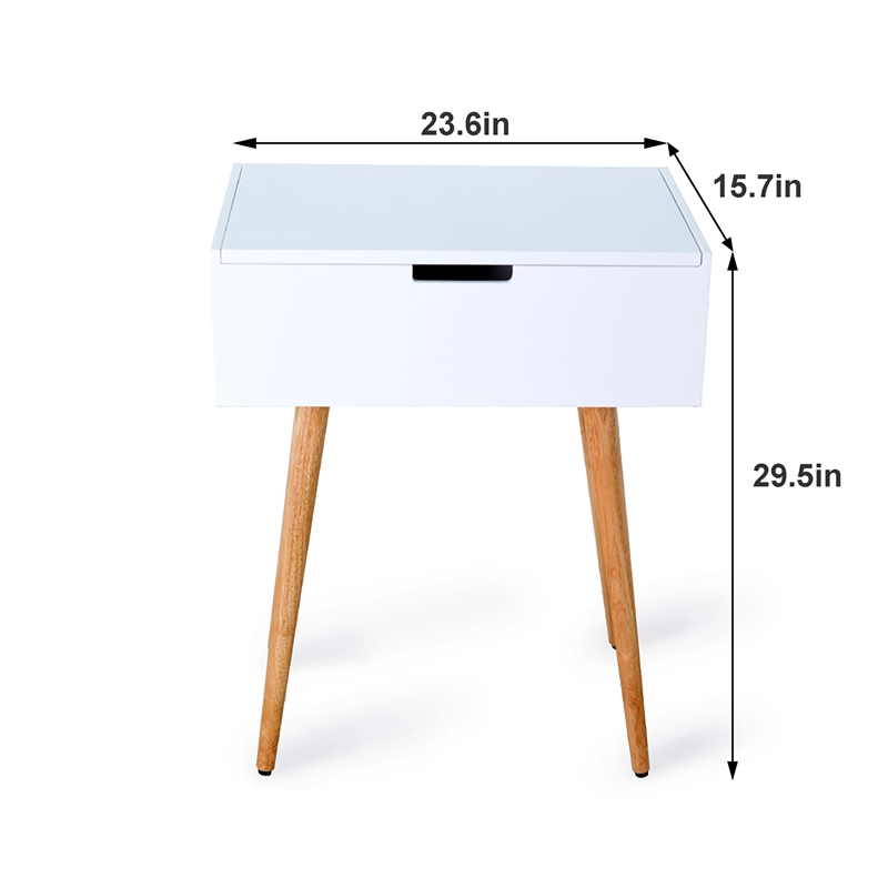 CRO Decor 24'' Wide Vanity Table with Mirror-White