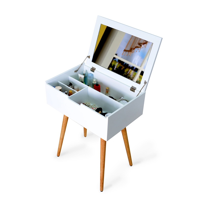 CRO Decor 24'' Wide Vanity Table with Mirror-White