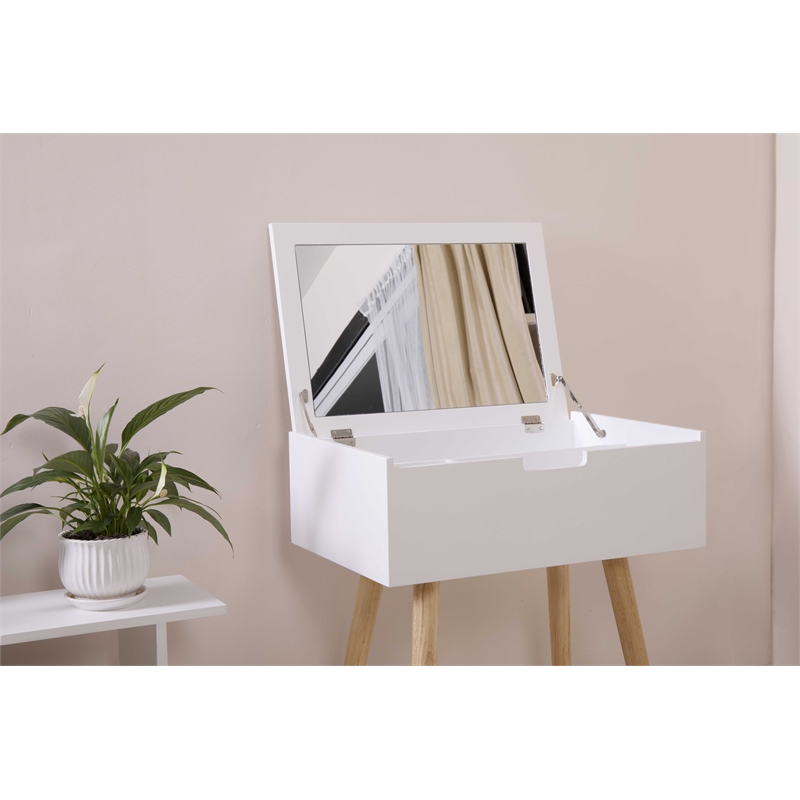 CRO Decor 24'' Wide Vanity Table with Mirror-White