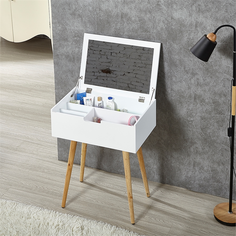 CRO Decor 24'' Wide Vanity Table with Mirror-White