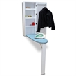 White Wall Mount Ironing Board Center Cabinet with Mirror and Storage Shelves